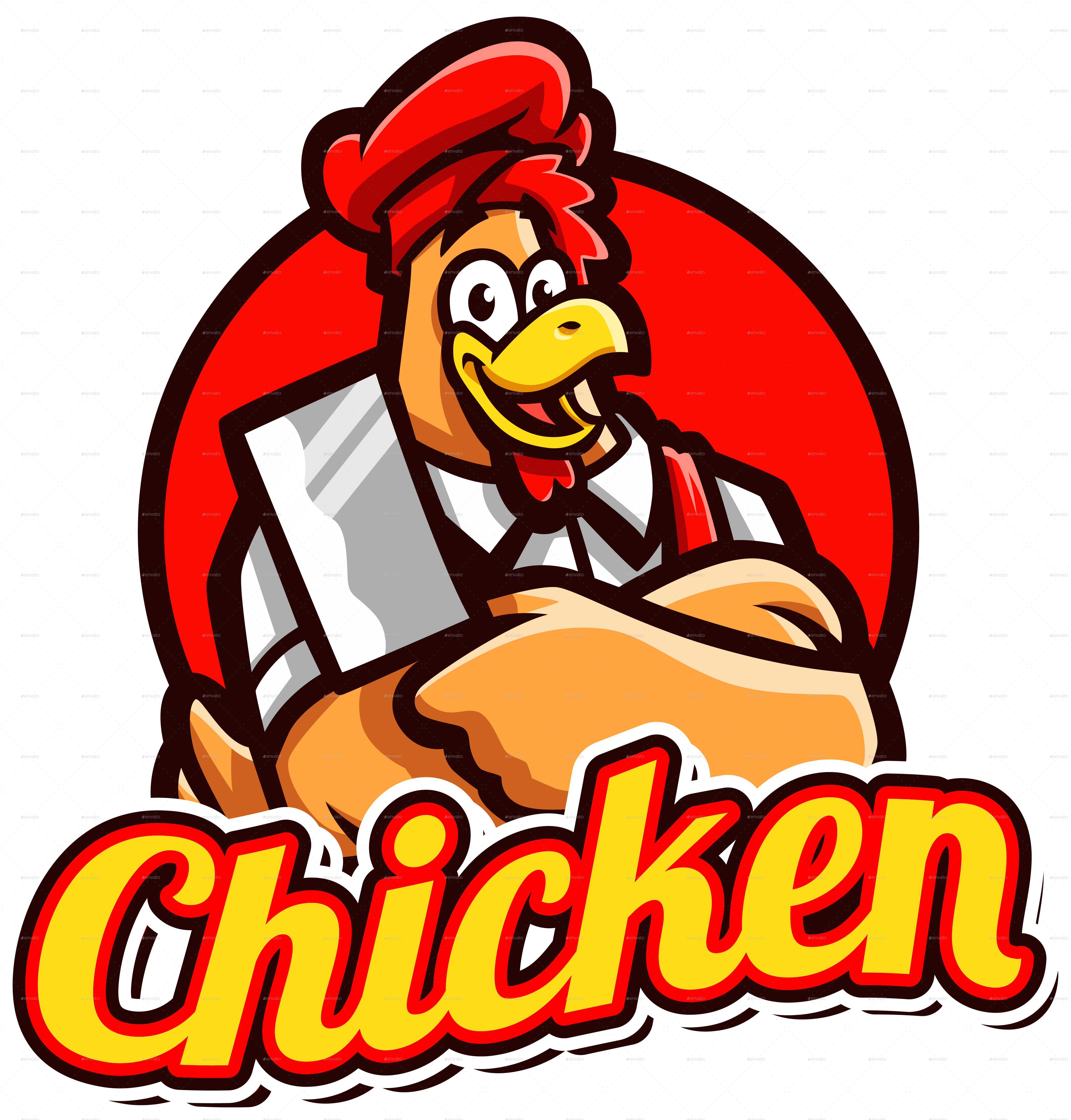 Chicken Rooster mascot logo Illustration, Logo Templates GraphicRiver